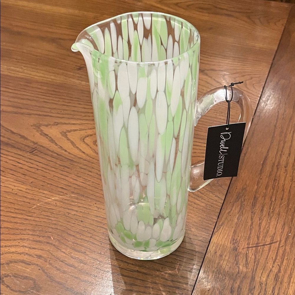Dwell Studio Green and White Glass Pitcher,‎ NWT